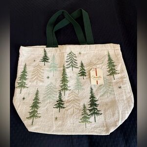 Chenille Tote Bag with EverGreen Tree Print